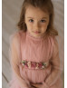 High Neck Blush Pink Tulle Flower Girl Dress